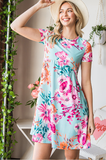leisure hooded floral print dress