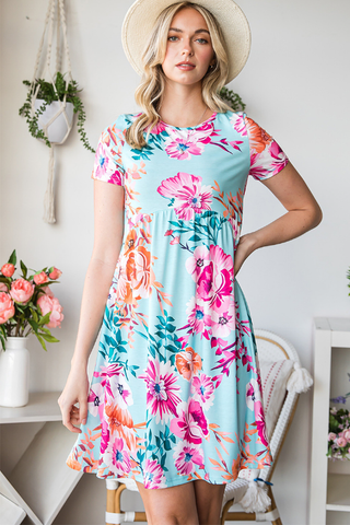 leisure hooded floral print dress