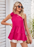 solid color diagonal shoulder strap cake layer ladies sling