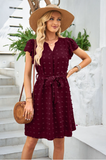 fur ball V-neck flying sleeve long strap dress