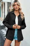 Leisure V-neck Long Sleeve Button Shirt