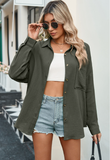 Leisure V-neck Long Sleeve Button Shirt