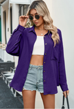 Leisure V-neck Long Sleeve Button Shirt