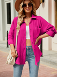 Leisure V-neck Long Sleeve Button Shirt