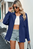 Leisure V-neck Long Sleeve Button Shirt