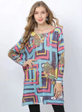 FASHION PRINTED LOOSE-FITTING BAT SLEEVE SWEATER