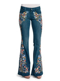 Slight Stretch Straight Leg Plus Floral Embroidered Jeans