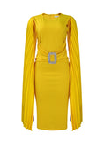 Solid Sashes Diamonds Party Elegant Vintage Woman Dress