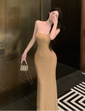 High-grade ladies rhinestone slim dress dress