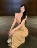 High-grade ladies rhinestone slim dress dress