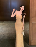 High-grade ladies rhinestone slim dress dress