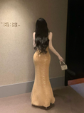 High-grade ladies rhinestone slim dress dress