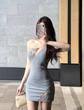 Celebrity lace stitching slim dress