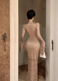 Temperament celebrity wind openwork lace hip dress