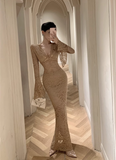Temperament celebrity wind openwork lace hip dress