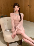 Temperament heavy industry beaded irregular high waist slim dress