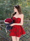 French tube top dress temperament fried street fluffy skirt