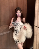 Temperament spice girl three-dimensional flower slim tube top dress