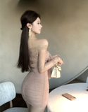 Pure desire spice girl lace stitching gauze slim dress