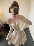 French retro lace crocheted slim dress