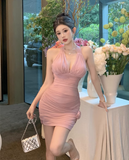 Sexy spice girl flower neck strapless tight dress