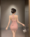Sexy spice girl flower neck strapless tight dress