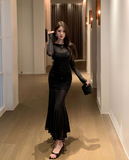 Hot girl sparkling slim fishtail dress
