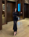 Hot girl sparkling slim fishtail dress
