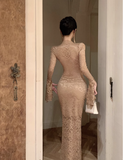 Temperament celebrity wind openwork lace bag hip dress tide