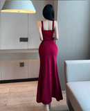 Temperament split slim fishtail dress