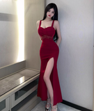 Temperament split slim fishtail dress