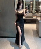 Temperament split slim fishtail dress