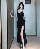 Temperament split slim fishtail dress