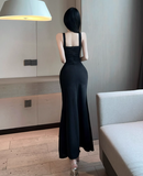 Temperament split slim fishtail dress