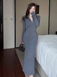 Stylish High - collar Blue Bodycon Mermaid Evening Dress