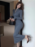 Stylish High - collar Blue Bodycon Mermaid Evening Dress