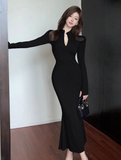 Stylish High - collar Blue Bodycon Mermaid Evening Dress