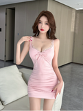 Elegant V - neck Ivory Lace Trim Bodycon Party Dress