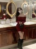 Stylish Sultry Burgundy Lace - Trimmed Bodycon Mini Dress
