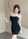 Delicate Spaghetti Strap Cream Ruffled Satin Mini Dress
