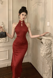 Stylish Sleeveless Black Dress with Chinese - style Cutout