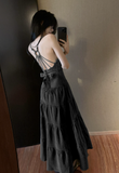 Charming Spaghetti Strap Denim Corset - Style Tiered Maxi Dress