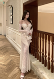 Gorgeous Off - Shoulder Ivory Lace Mermaid Maxi Dress