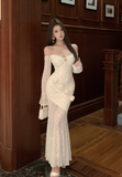 Gorgeous Off - Shoulder Ivory Lace Mermaid Maxi Dress