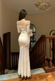 Gorgeous Off - Shoulder Ivory Lace Mermaid Maxi Dress