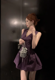Charming Sleeveless Plum - colored A - line Short Party Dress