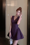 Charming Sleeveless Plum - colored A - line Short Party Dress