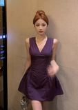 Charming Sleeveless Plum - colored A - line Short Party Dress