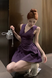Charming Sleeveless Plum - colored A - line Short Party Dress