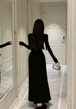 Elegant Long - Sleeve Olive Green Halter Neck Maxi Dress